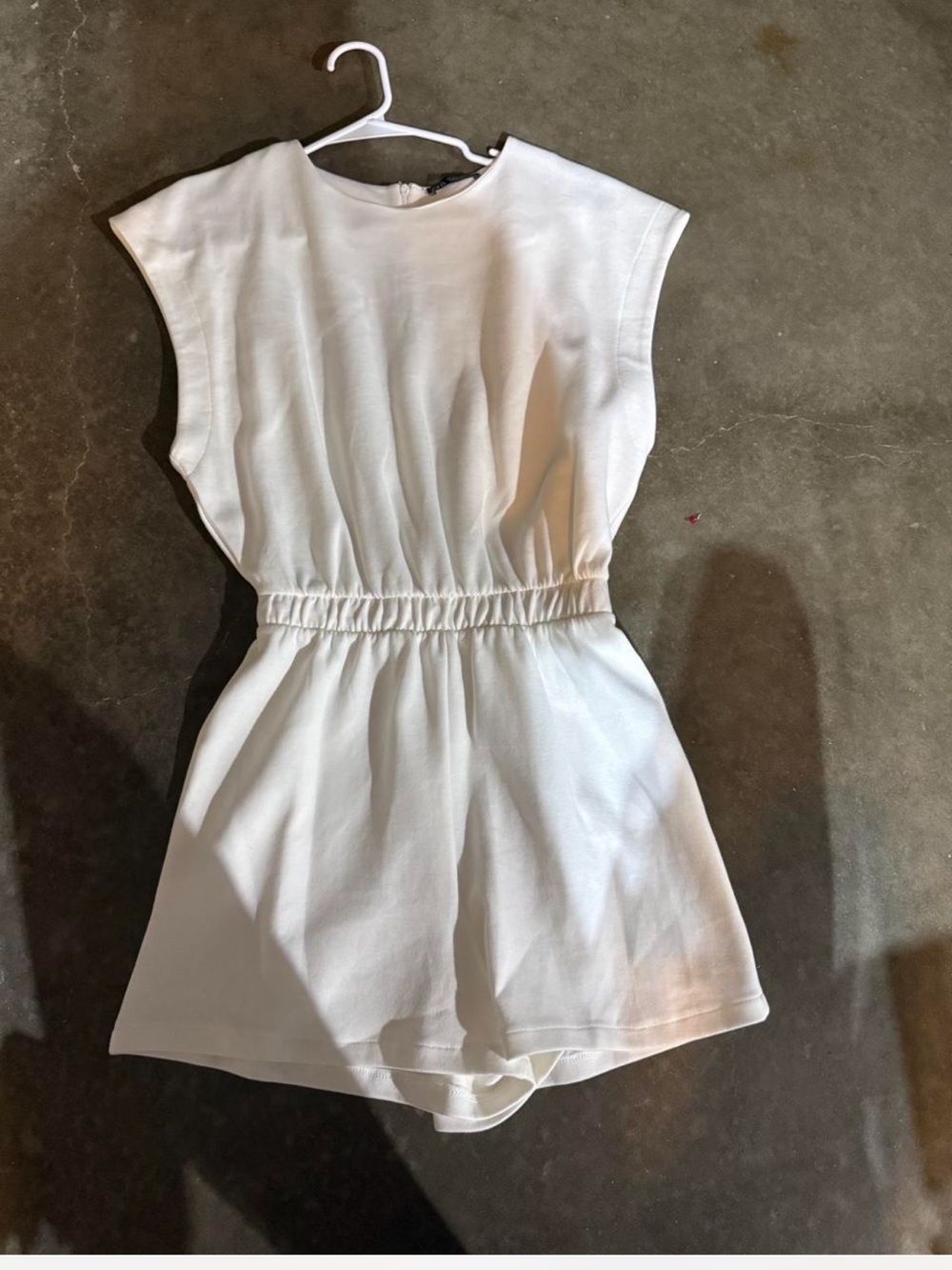 White Elastic-Waist One-Piece Romper